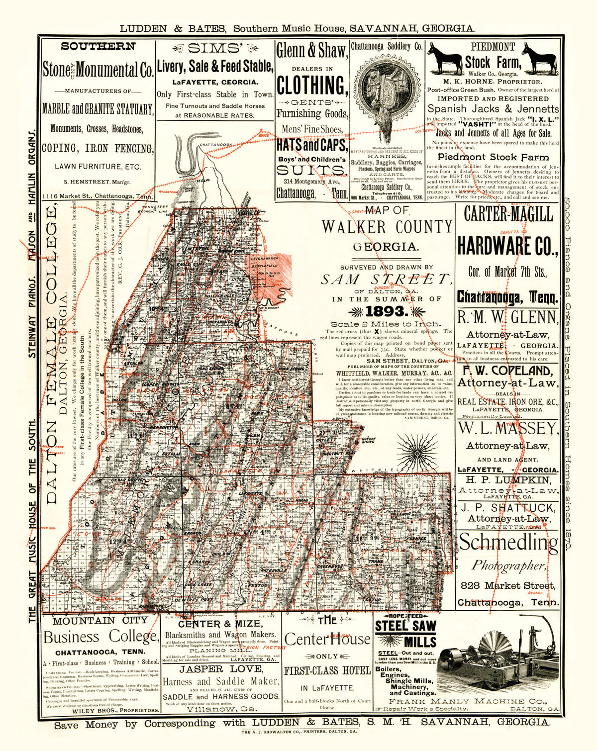 Preview of Vintage Map of Walker County, Georgia 1893