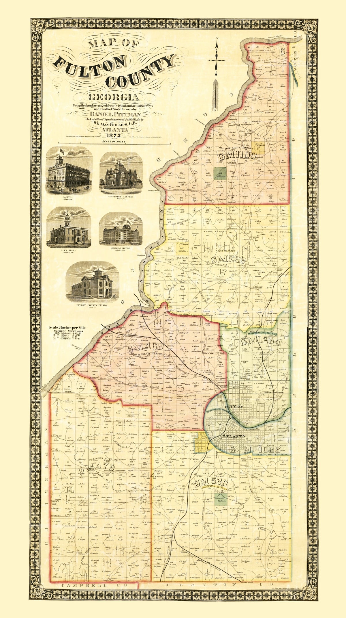 Preview of Vintage Map of Fulton County, Georgia 1872