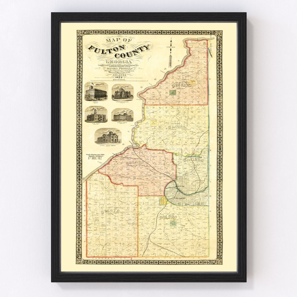 Fulton County Vintage Map 1872