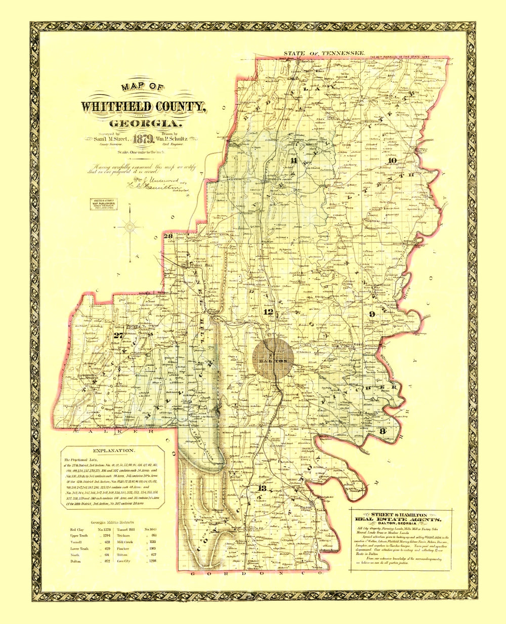 Vintage Map of Whitfield County, Georgia 1879 print style example