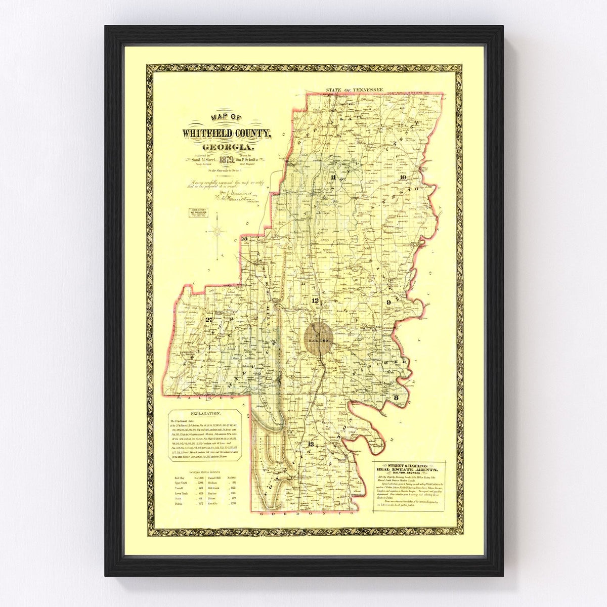 Whitfield County Vintage Map 1879