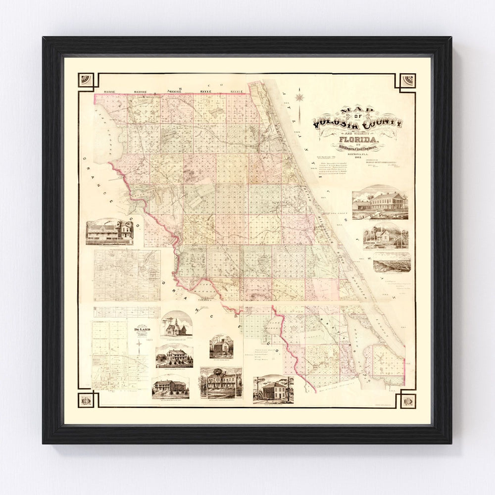 Volusia County Vintage Map 1879