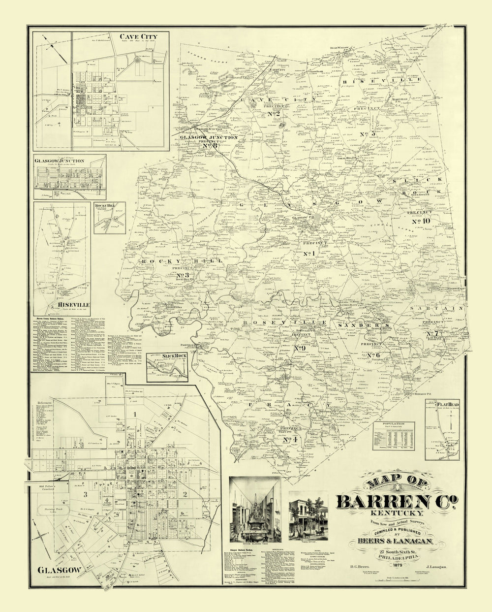 Vintage Map of Barren County, Kentucky 1879 print style example