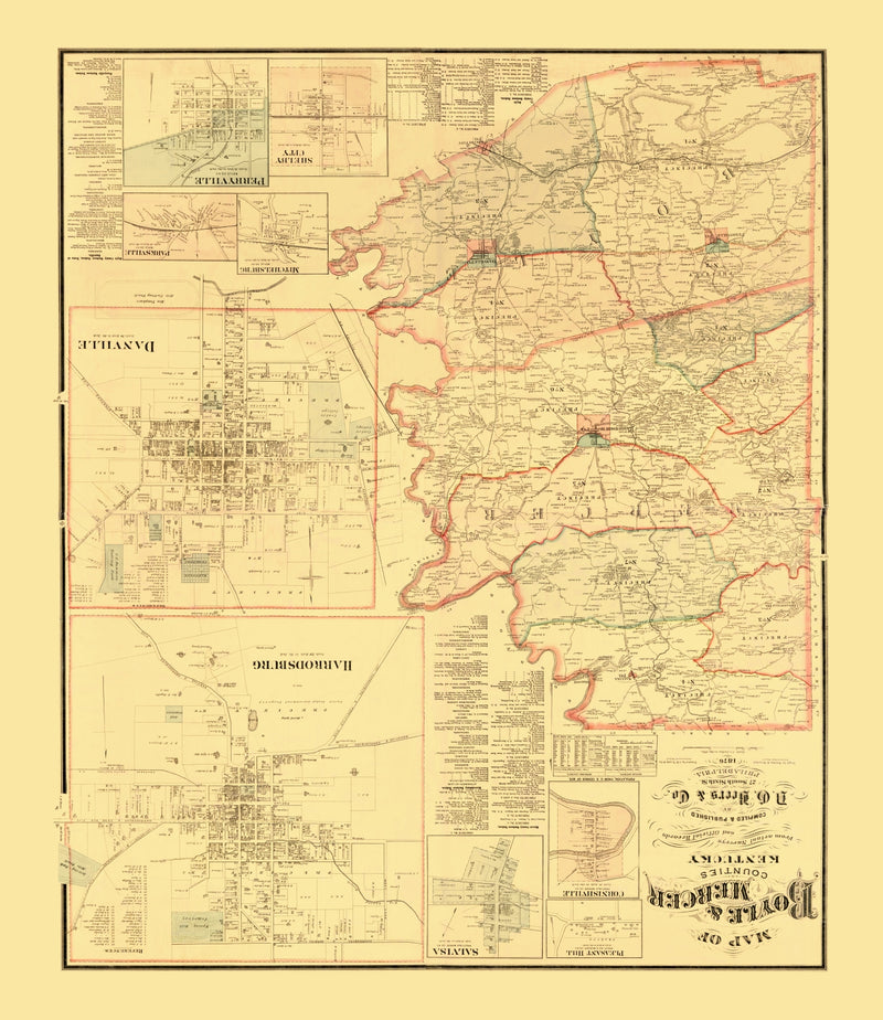 Size comparison using Vintage Map of Boyle County, Kentucky 1876