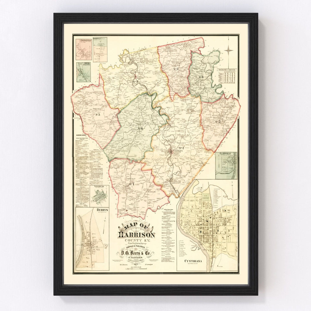 Harrison County Vintage Map 1877