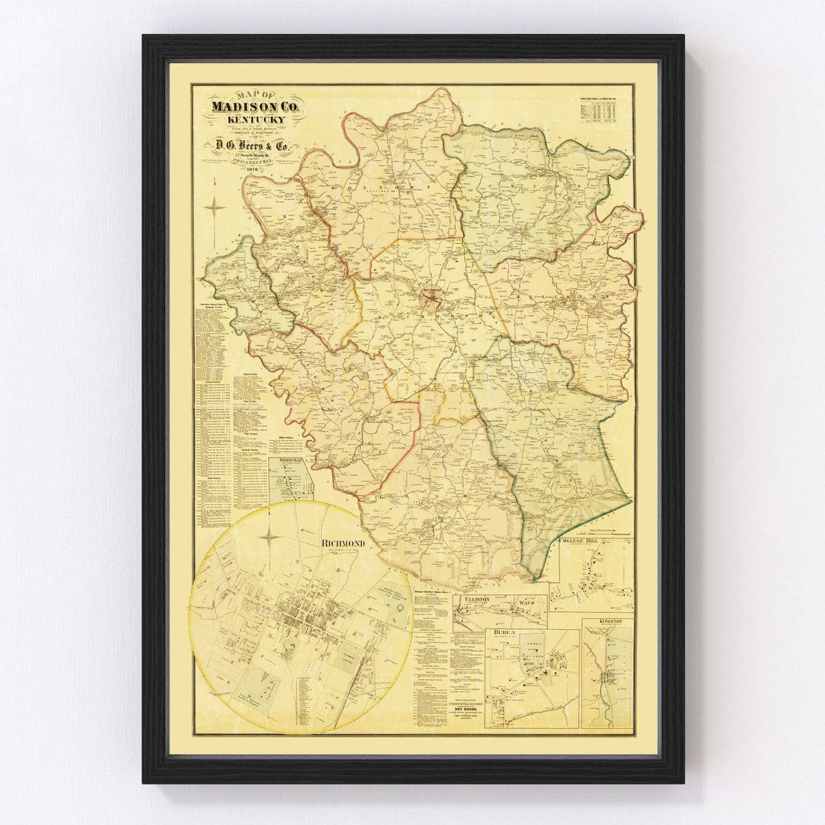 Madison County Vintage Map 1876