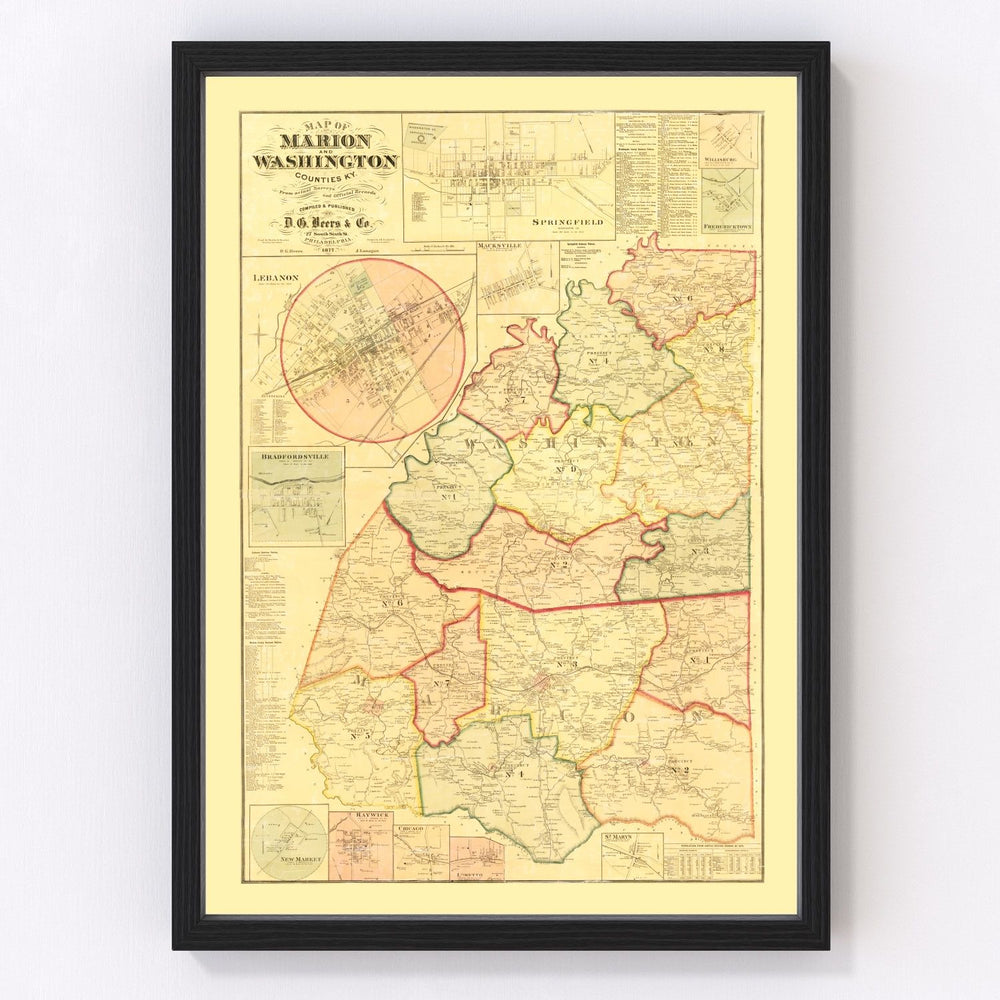 Marion County Vintage Map 1877