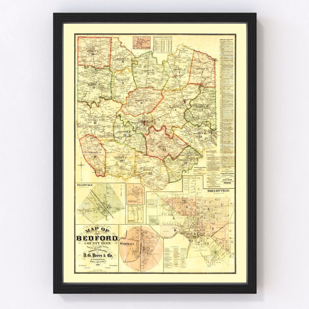 Bedford County Vintage Map 1878