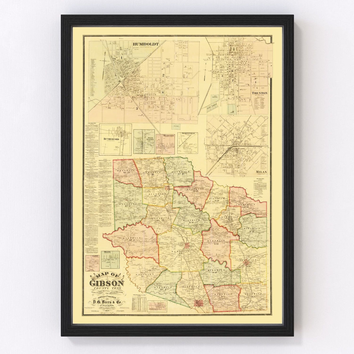 Gibson County Vintage Map 1877