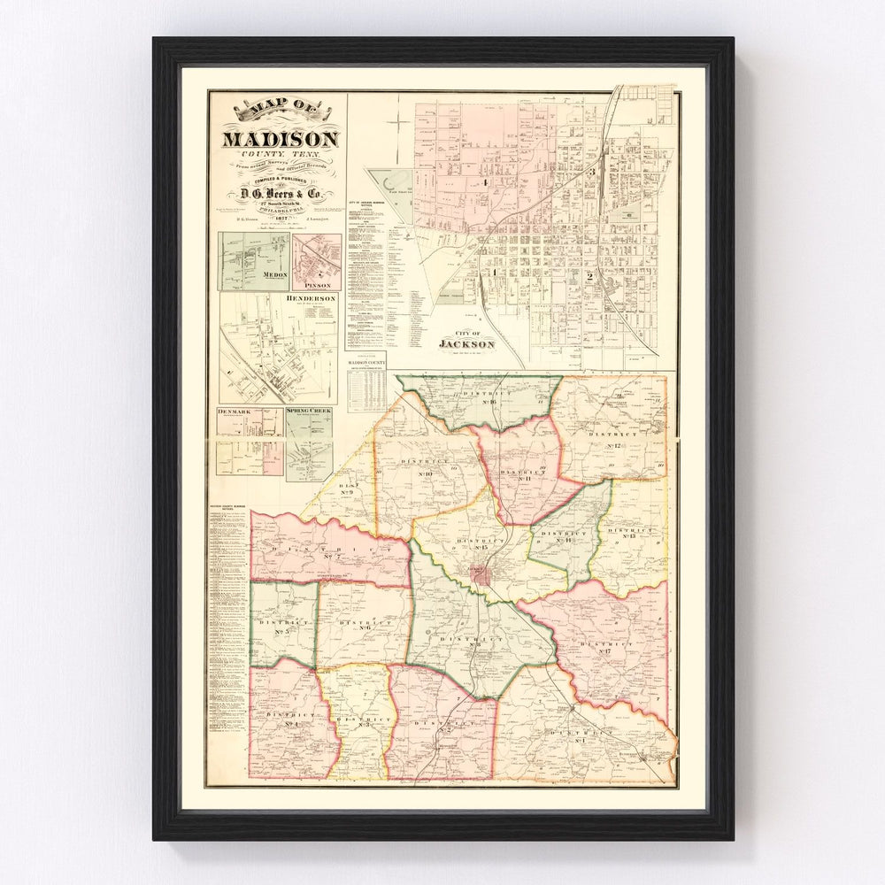 Madison County Vintage Map 1877