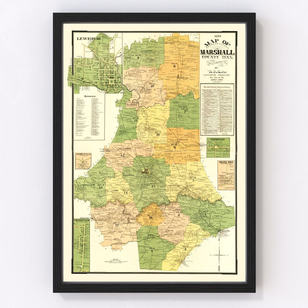 Marshall County Vintage Map 1899