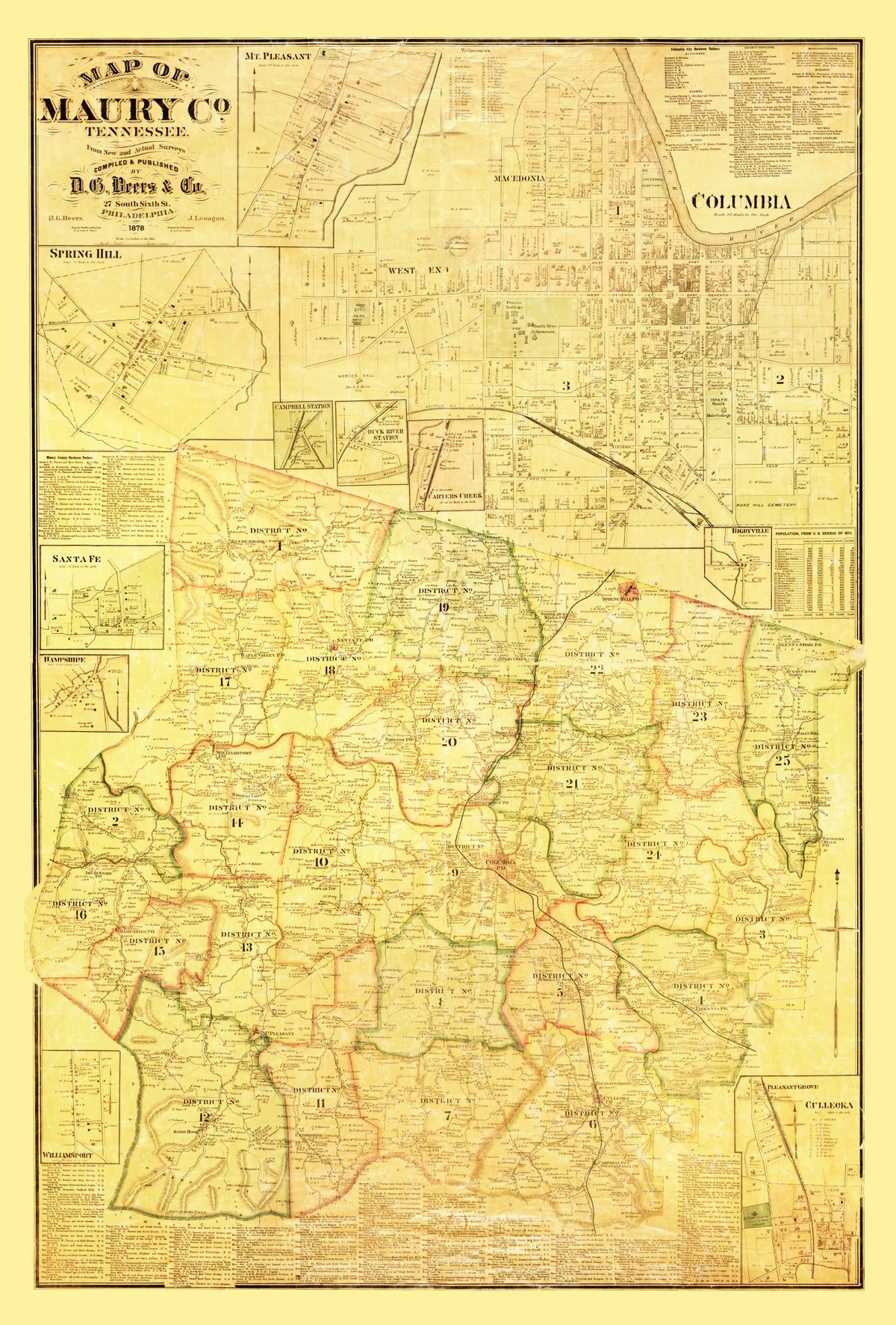 Preview of Vintage Map of Maury County, Tennessee 1878
