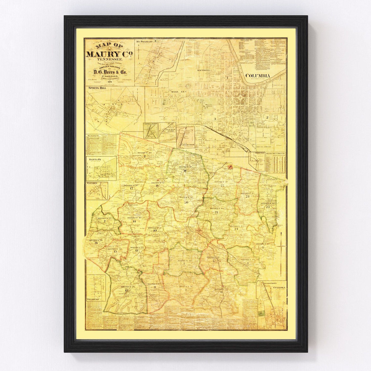 Maury County Vintage Map 1878