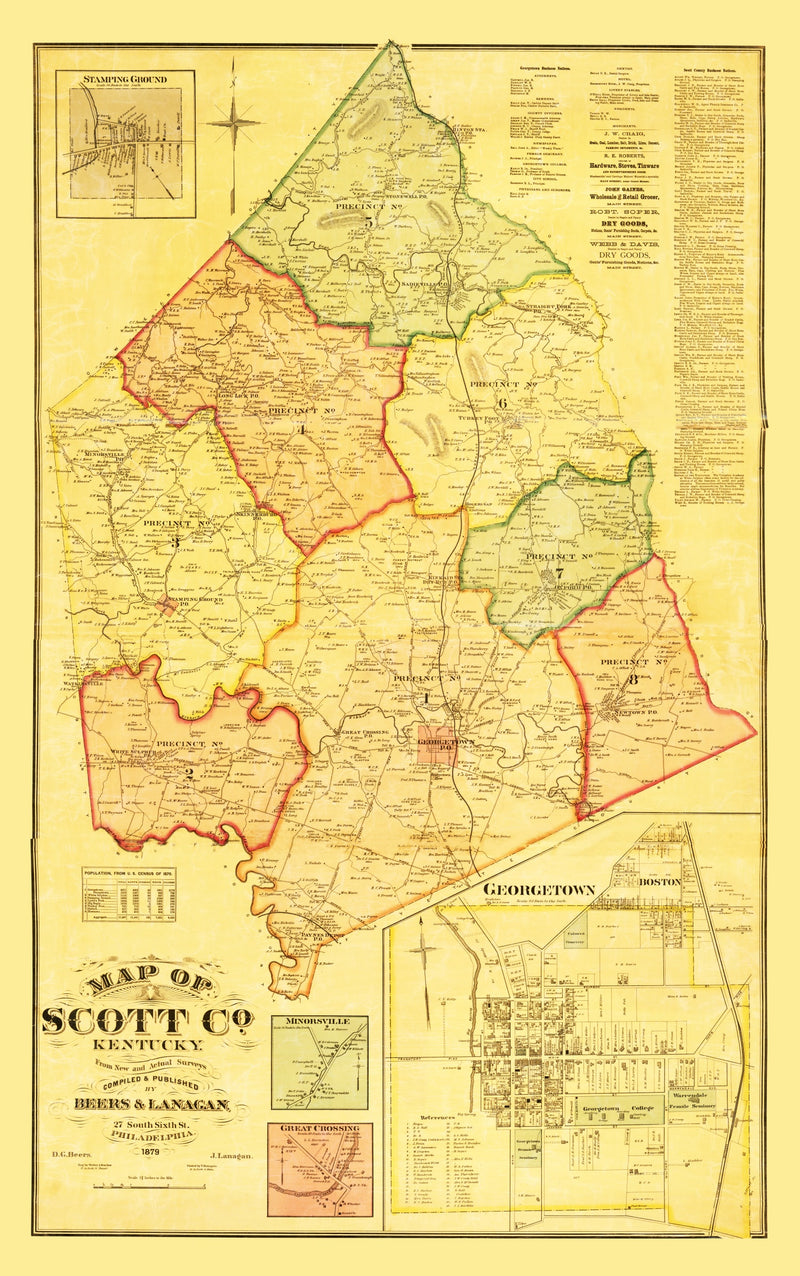 Size comparison using Vintage Map of Scott County, Kentucky 1879