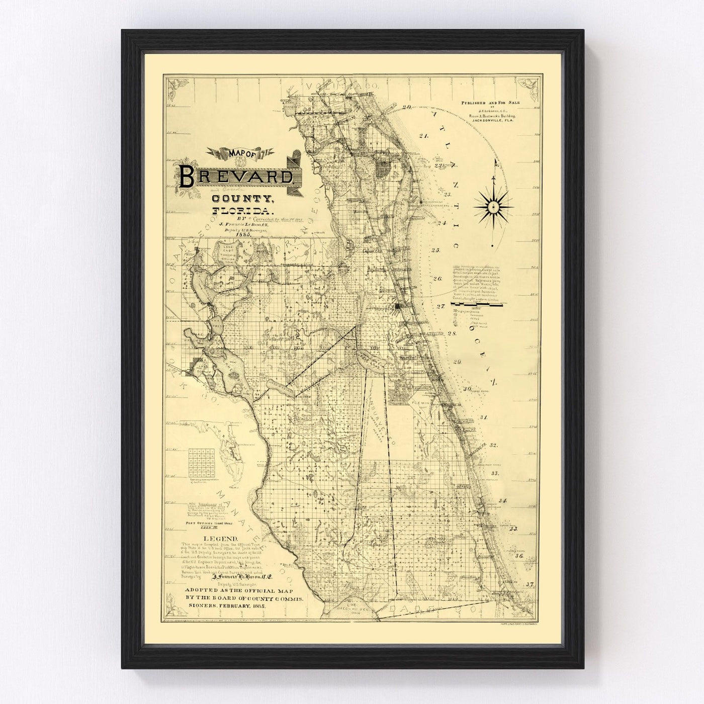 Brevard County Vintage Map 1893