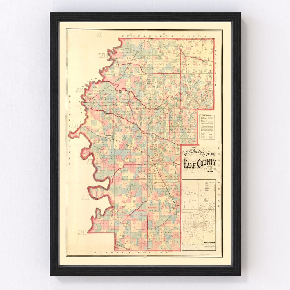 Hale County Vintage Map 1870
