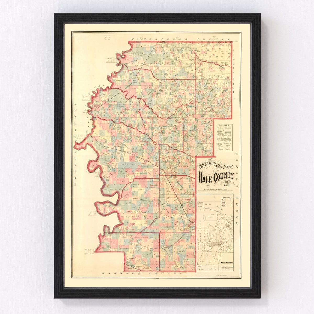 Hale County Vintage Map 1870