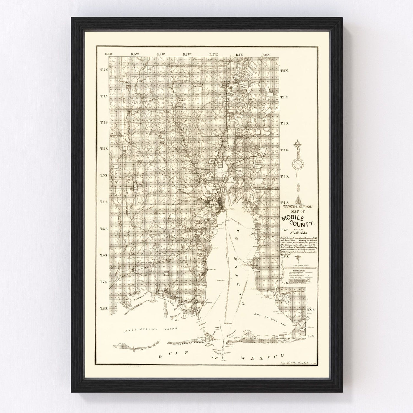 Mobile County Vintage Map 1895