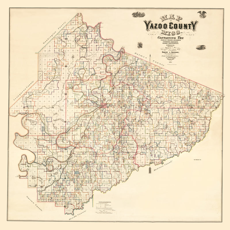 Size comparison using Vintage Map of Yazoo County, Mississippi 1874