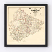 Yazoo County Vintage Map 1874