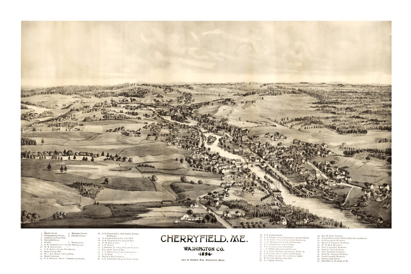 Size comparison using Vintage Map of Cherryfield, Maine 1896