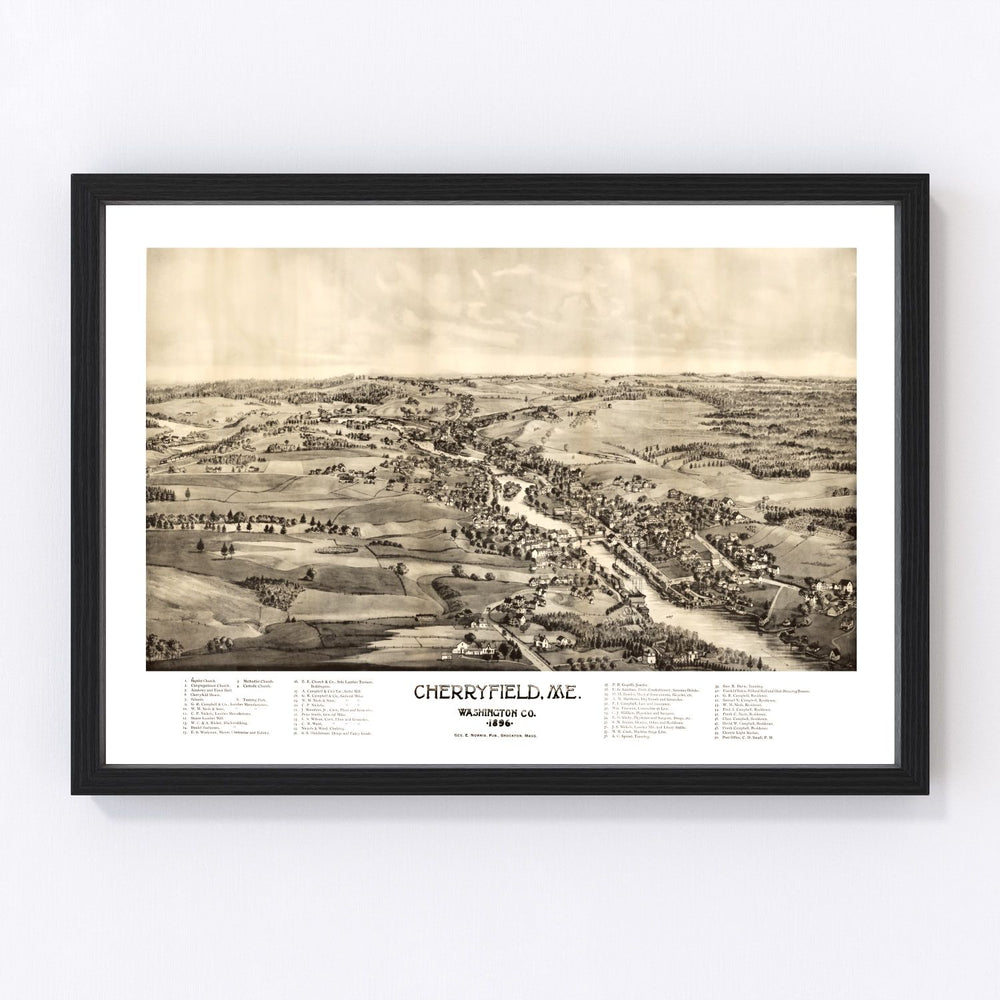 Cherryfield Vintage Map 1896