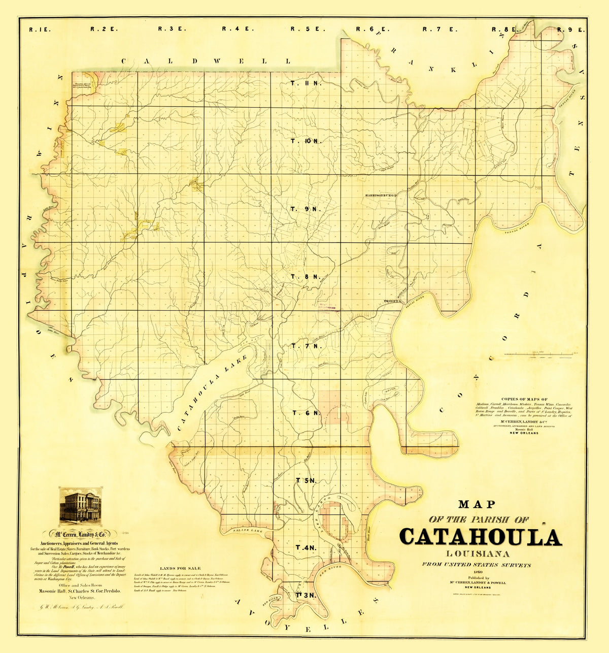 Preview of Vintage Map of Catahoula Parish, Louisiana 1860