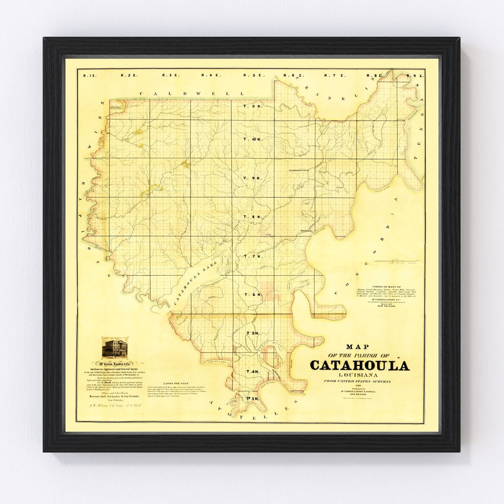 Catahoula Parish Vintage Map 1860