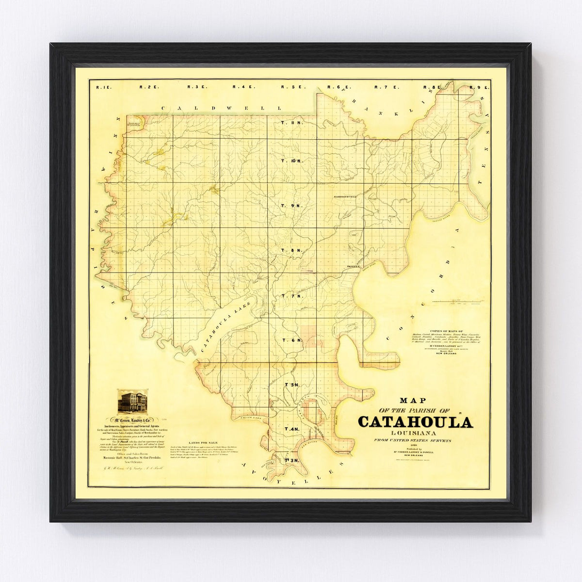 Catahoula Parish Vintage Map 1860