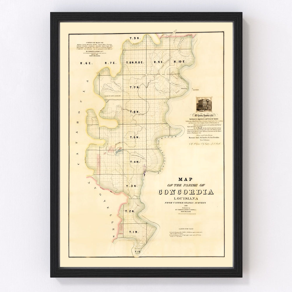 Concordia Parish Vintage Map 1860
