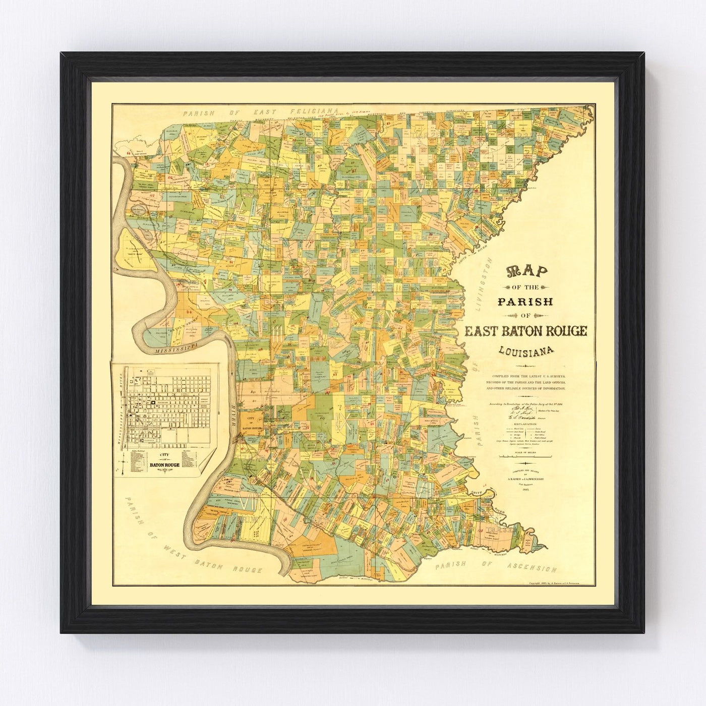 East Baton Rouge Parish Vintage Map 1895