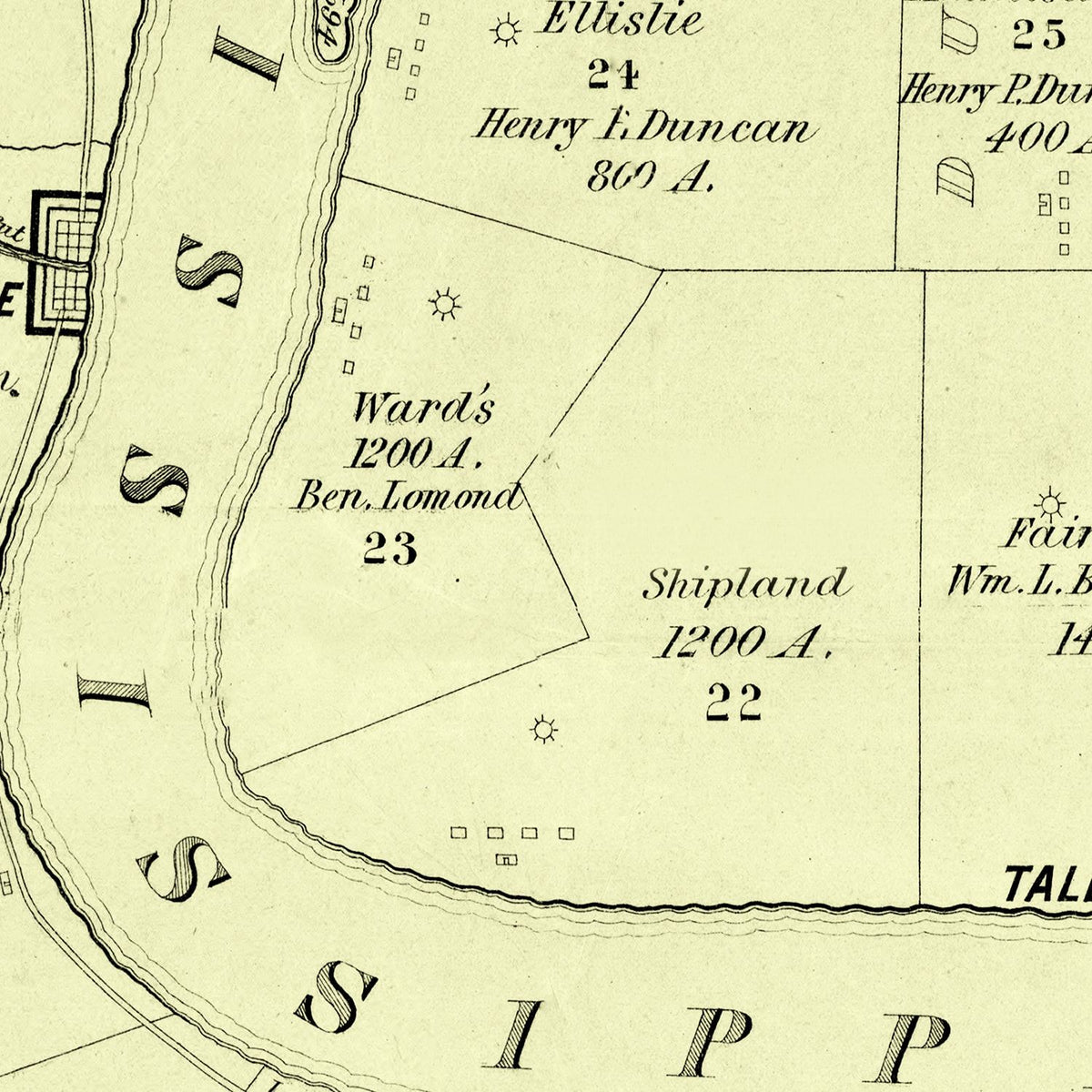 Restored historic details from the 1860 county map of Carroll Parish, Louisiana