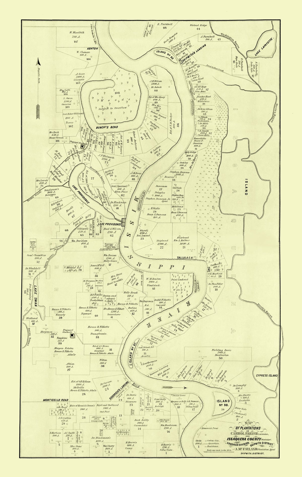 Preview of Vintage Map of Carroll Parish, Louisiana 1860