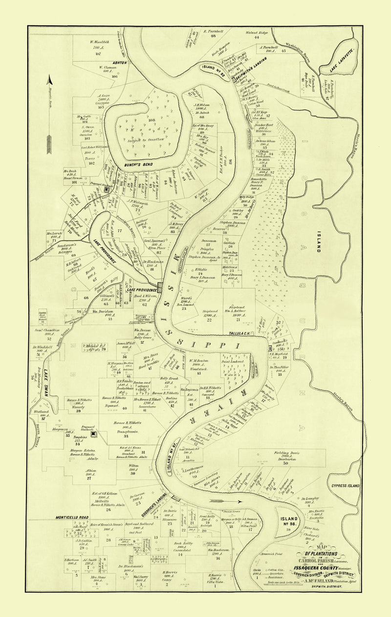 Size comparison using Vintage Map of Carroll Parish, Louisiana 1860