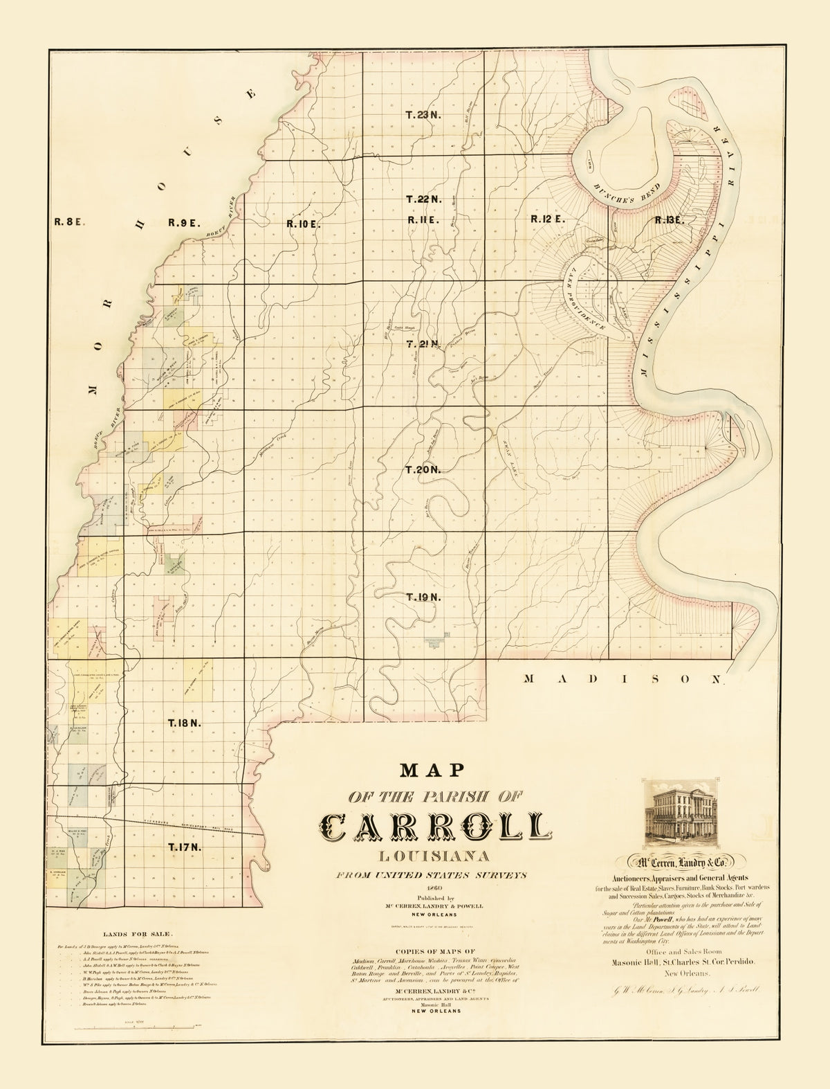 Preview of Vintage Map of Carroll Parish, Louisiana 1860