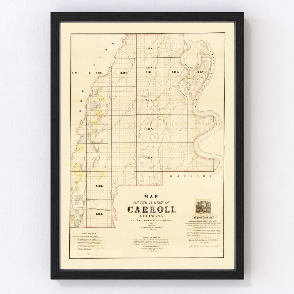Carroll Parish Vintage Map 1860