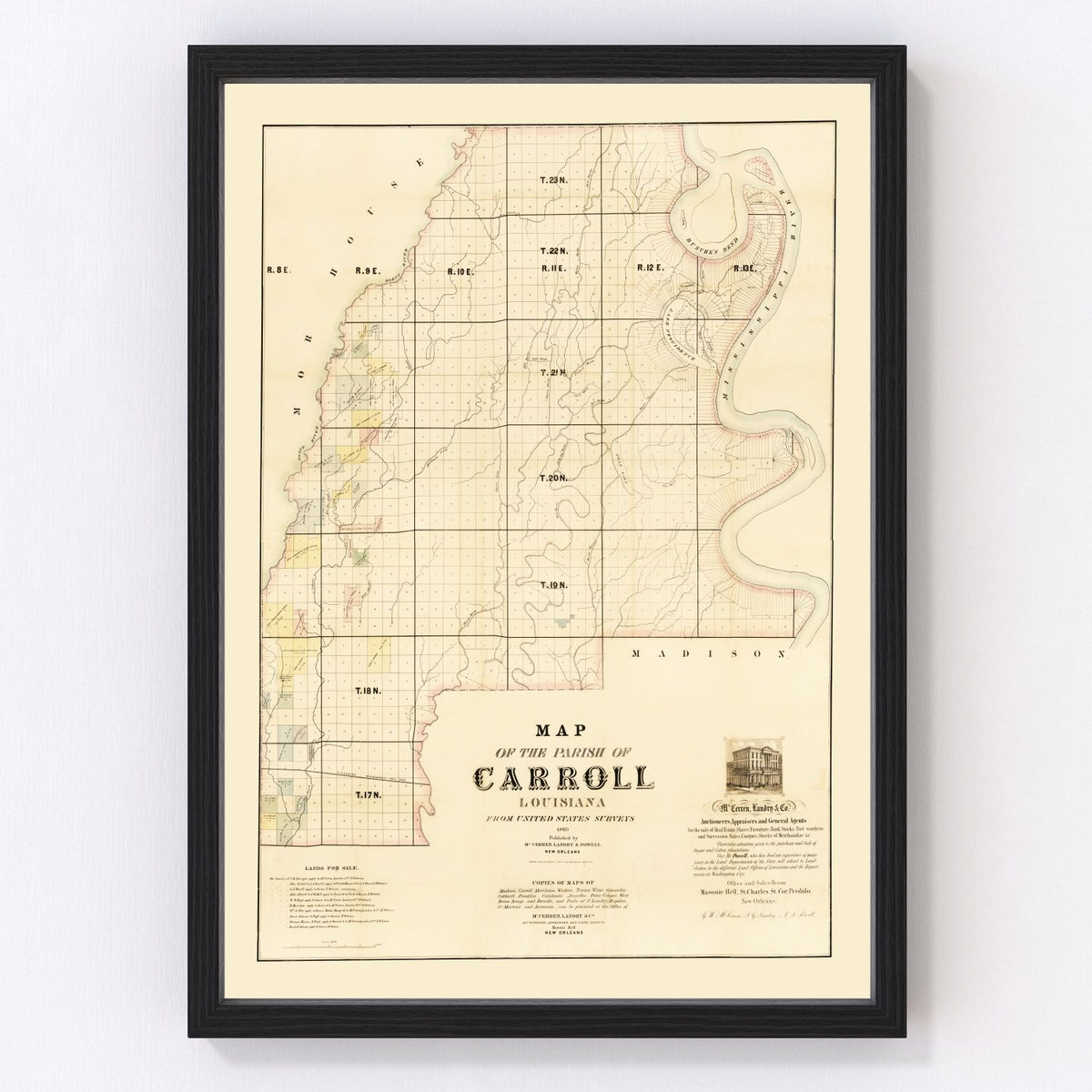 Carroll Parish Vintage Map 1860