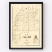 Carroll Parish Vintage Map 1860
