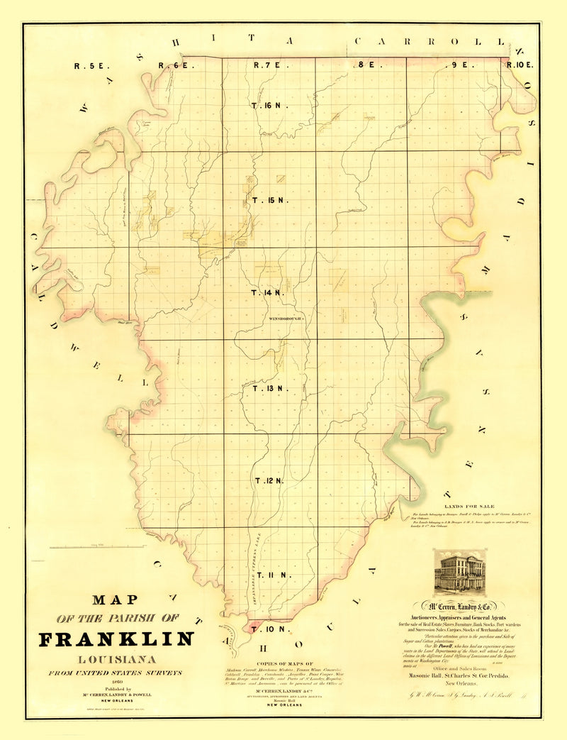 Size comparison using Vintage Map of Franklin Parish, Louisiana 1860