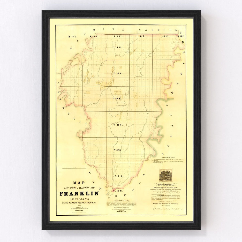 Franklin Parish Vintage Map 1860