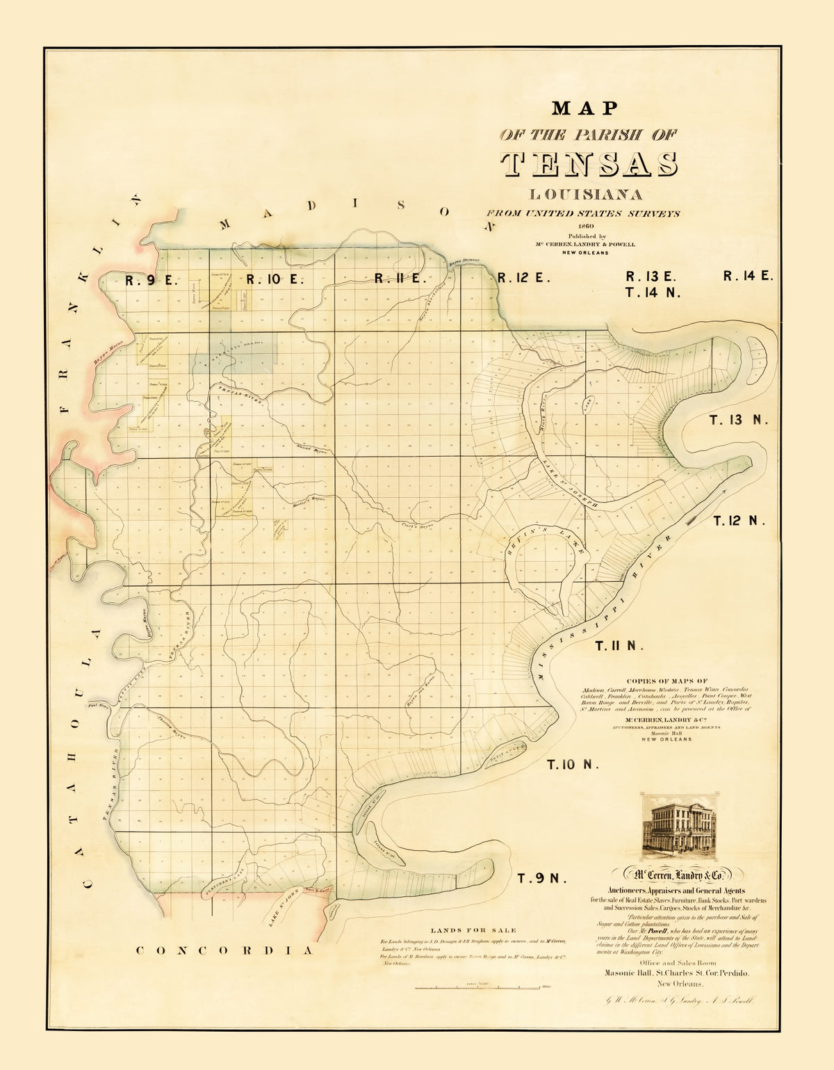 Preview of Vintage Map of Tensas Parish, Louisiana 1860