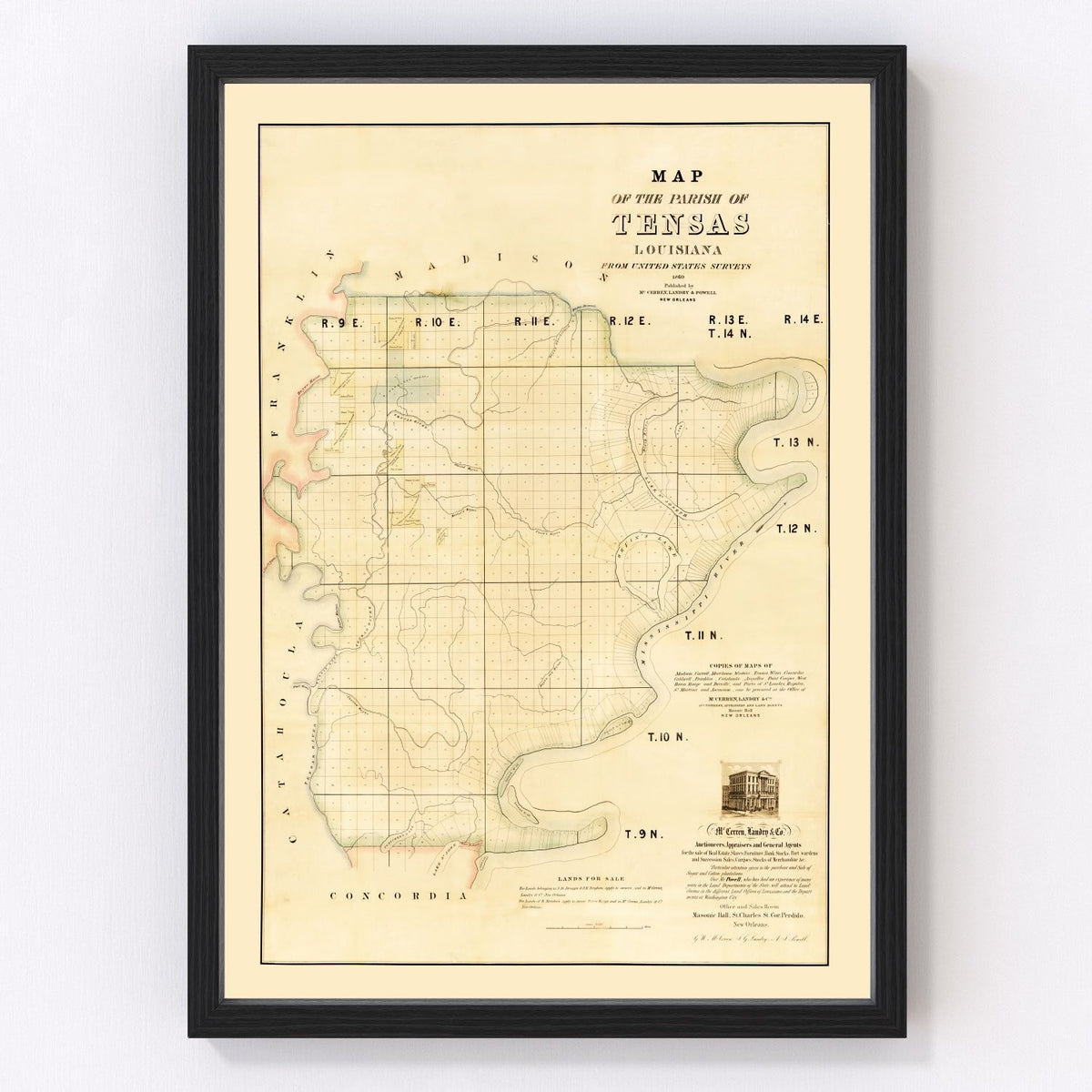 Tensas Parish Vintage Map 1860