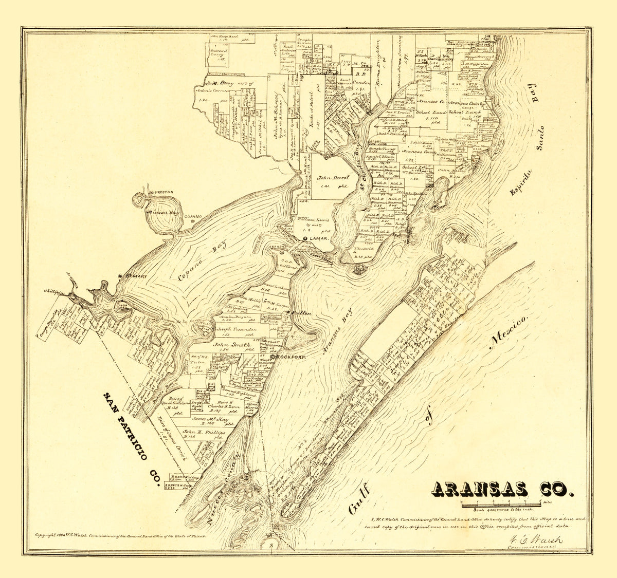 Preview of Vintage Map of Aransas County, Texas 1880