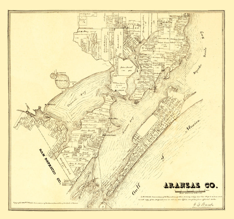 Size comparison using Vintage Map of Aransas County, Texas 1880