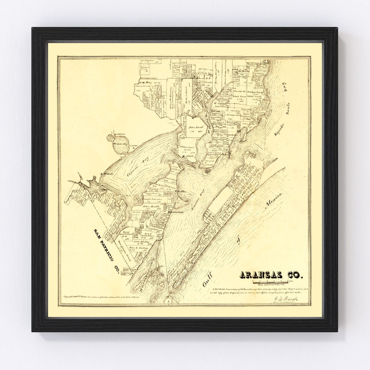 Aransas County Vintage Map 1880
