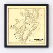 Aransas County Vintage Map 1880