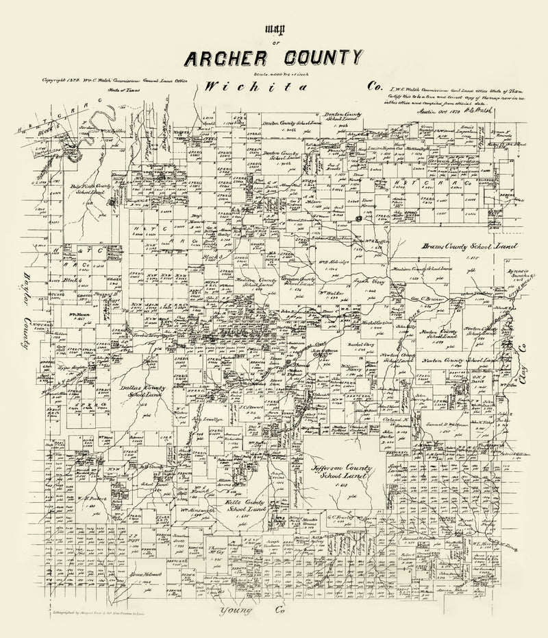 Size comparison using Vintage Map of Archer County, Texas 1879