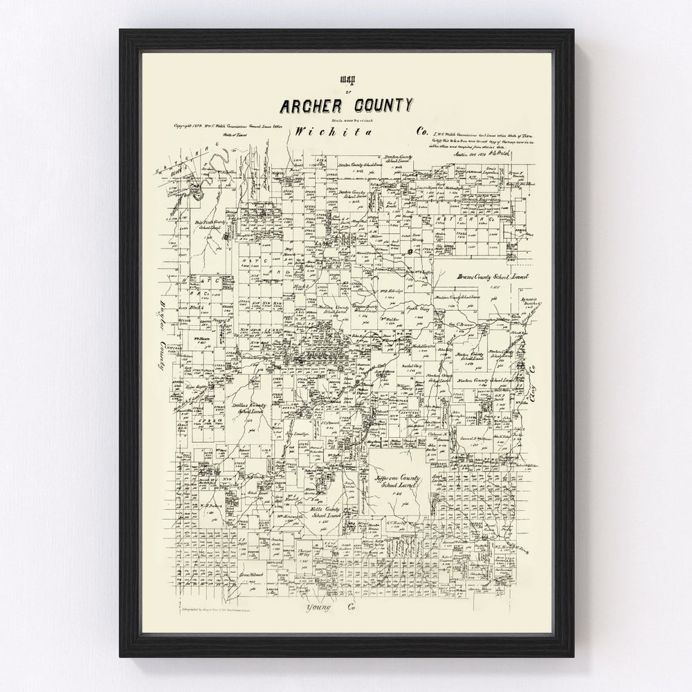 Archer County Vintage Map 1879