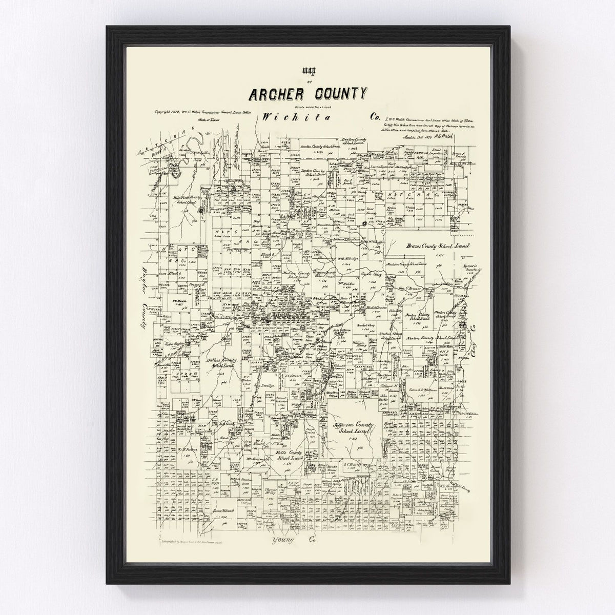 Archer County Vintage Map 1879