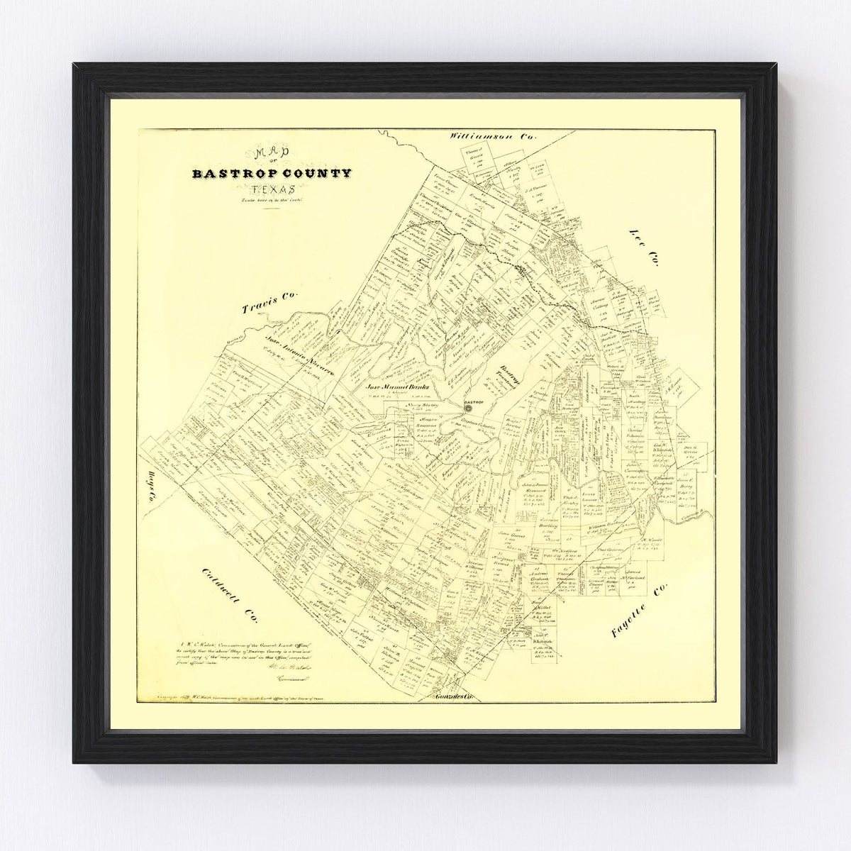 Bastrop County Vintage Map 1879